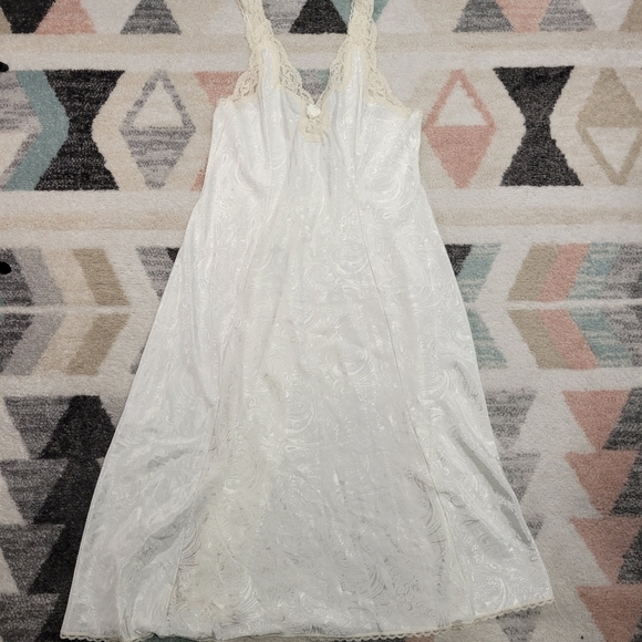vtg VAL MODE Paisley Bridal Long Nightgown Slip Dress Size Large - Picture 1 of 7